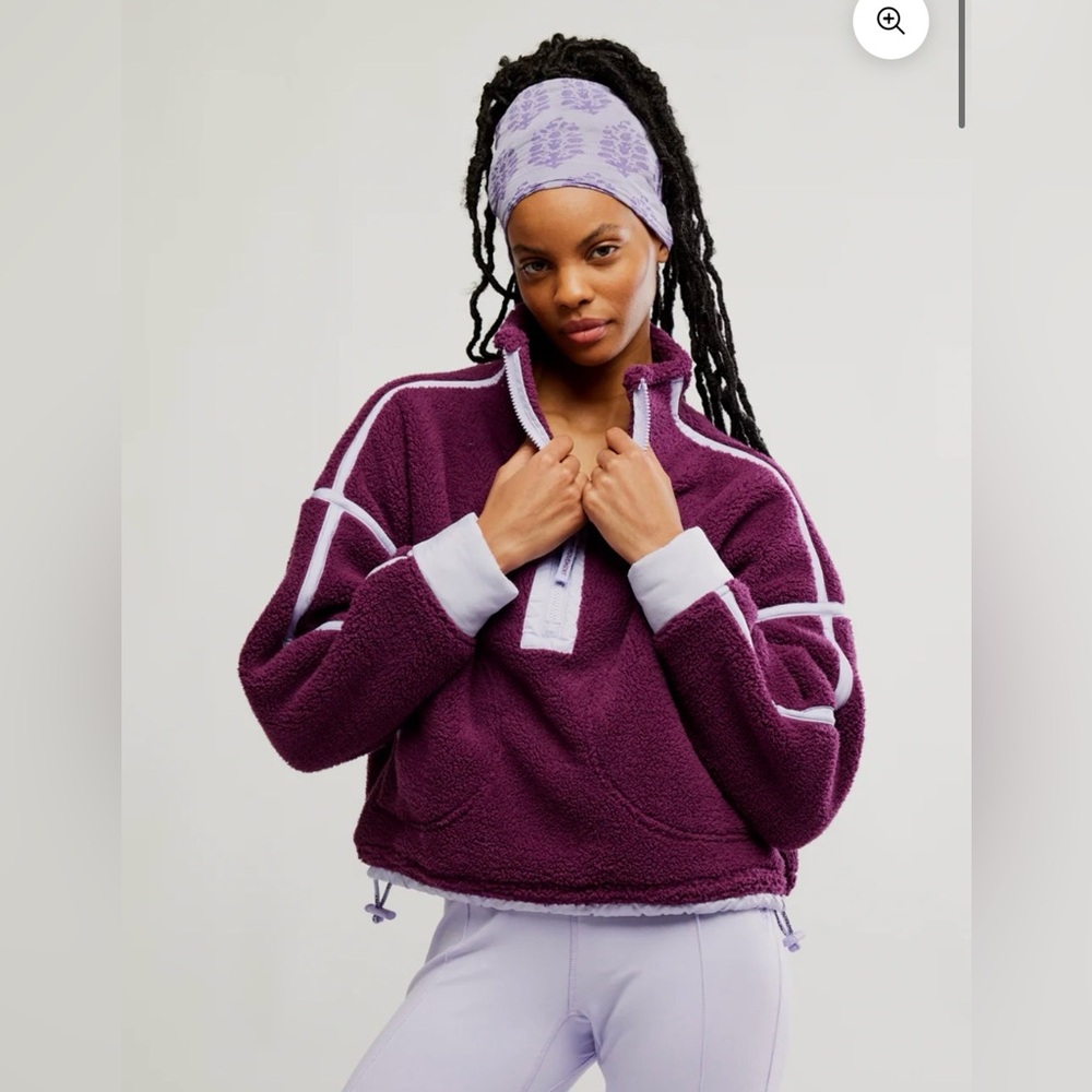 FP Movement by Free People Purple Teddy Pullover Jacket with Lavender Trim